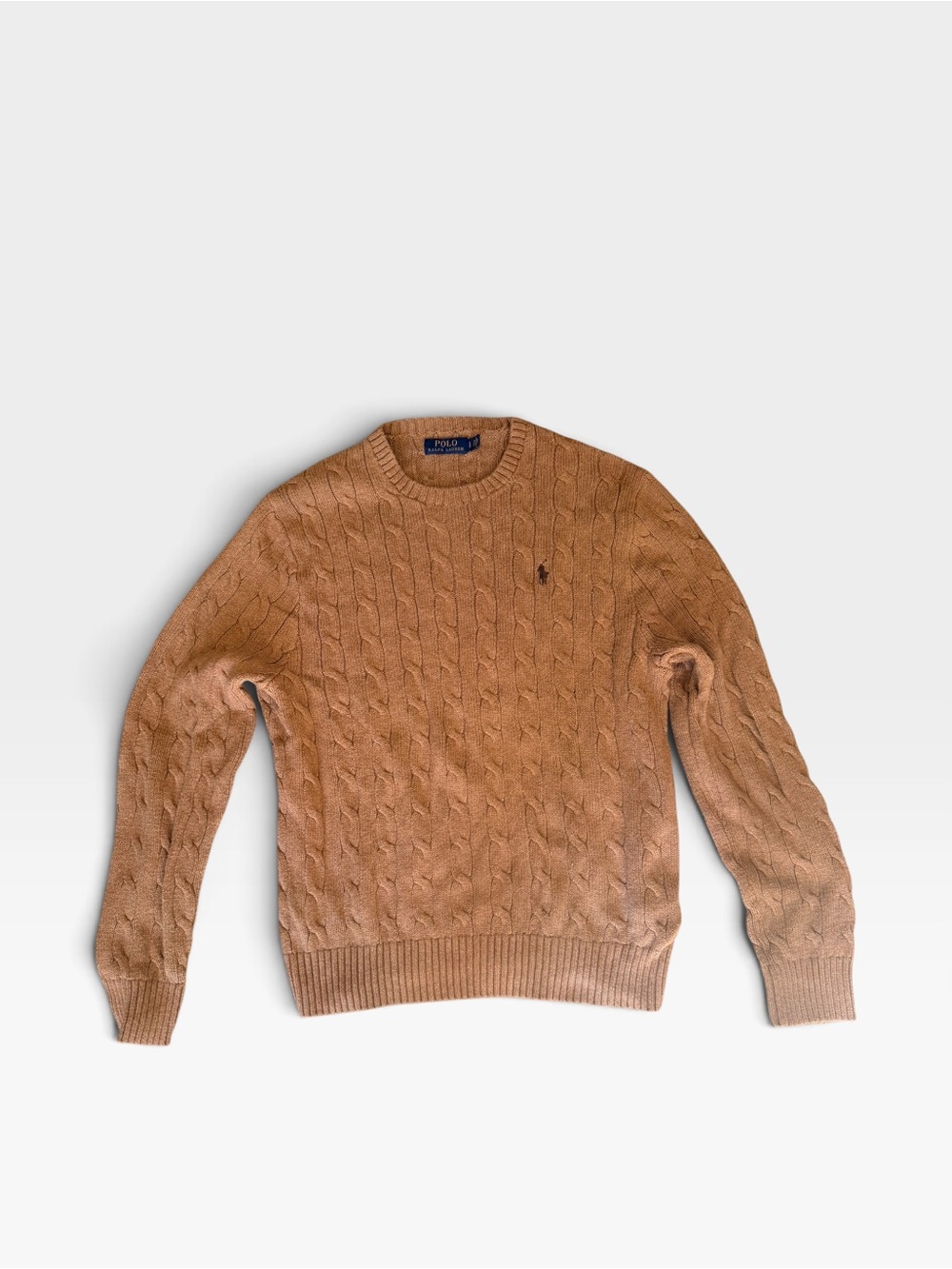 Polo by Ralph Lauren Tan Cable-Knit Crewneck Sweater (L/never worn)
